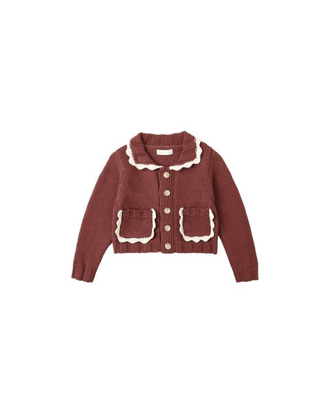 Rylee + Cru Collared Cardigan - Burgundy – Hopscotch Kids OR