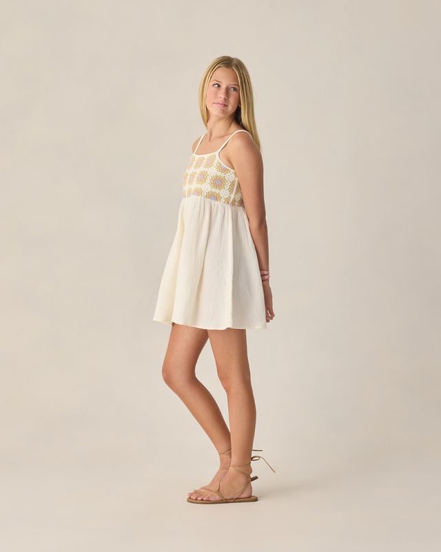 Rylee + Cru Teen Crochet Sundress - Citron Daisy Check