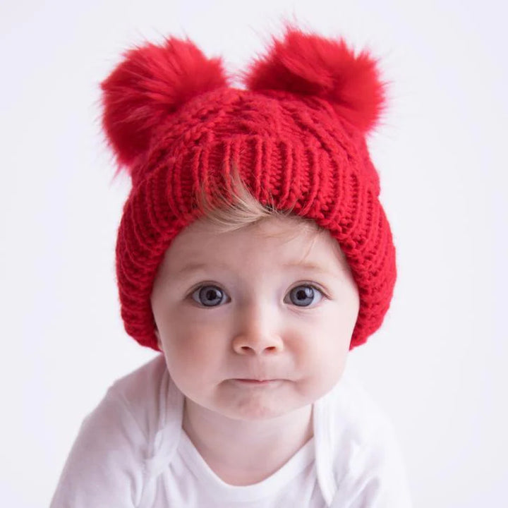 Huggalugs Red Fluffer Beanie