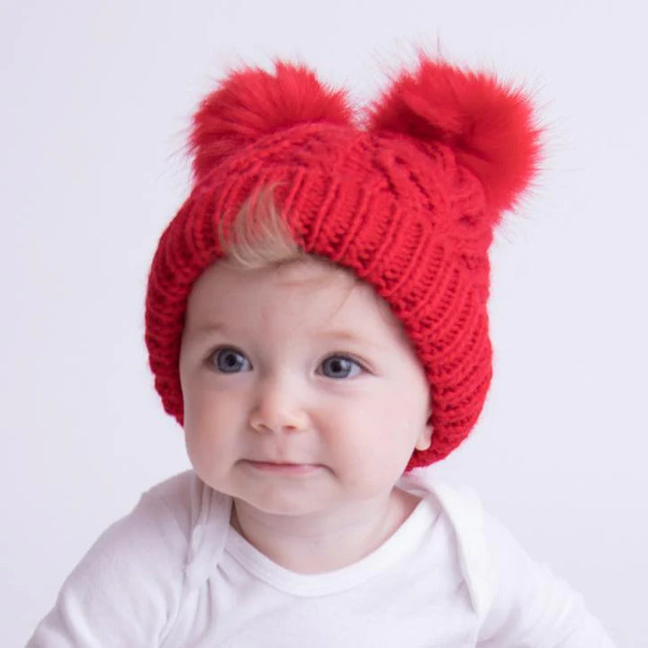 Huggalugs Red Fluffer Beanie