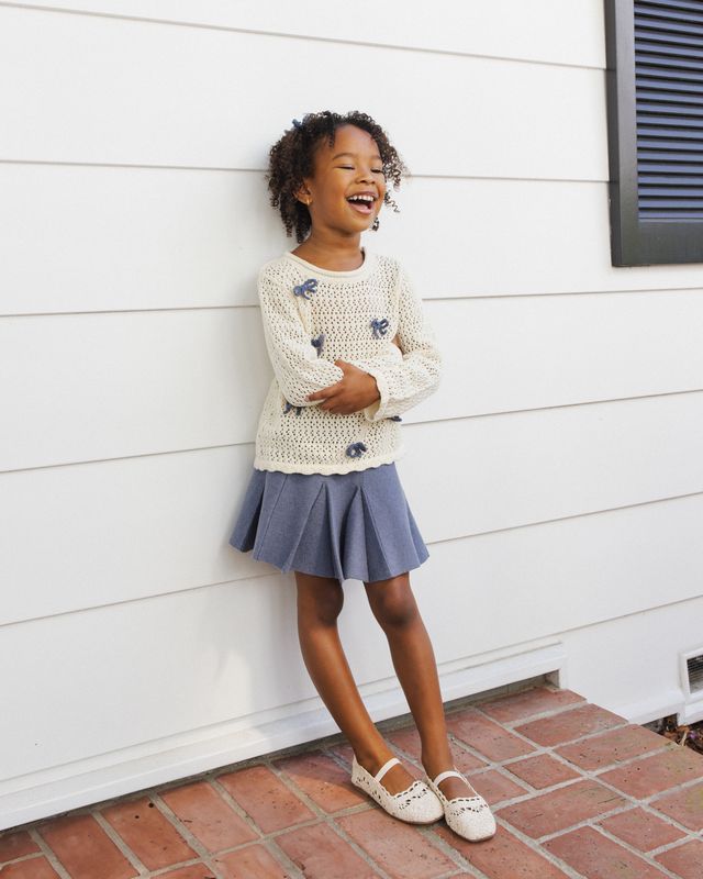 Rylee + Cru Crochet Knit Pullover - Bows