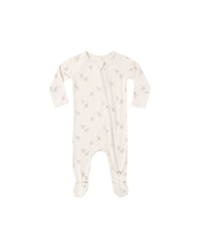 Quincy Mae Bamboo Zip Footie - Elephants