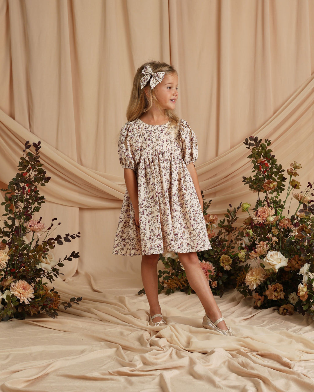 Noralee Luna Dress - Fig Floral Hopscotch Kids Noralee Luna Dress - Fig Floral Hopscotch Kids