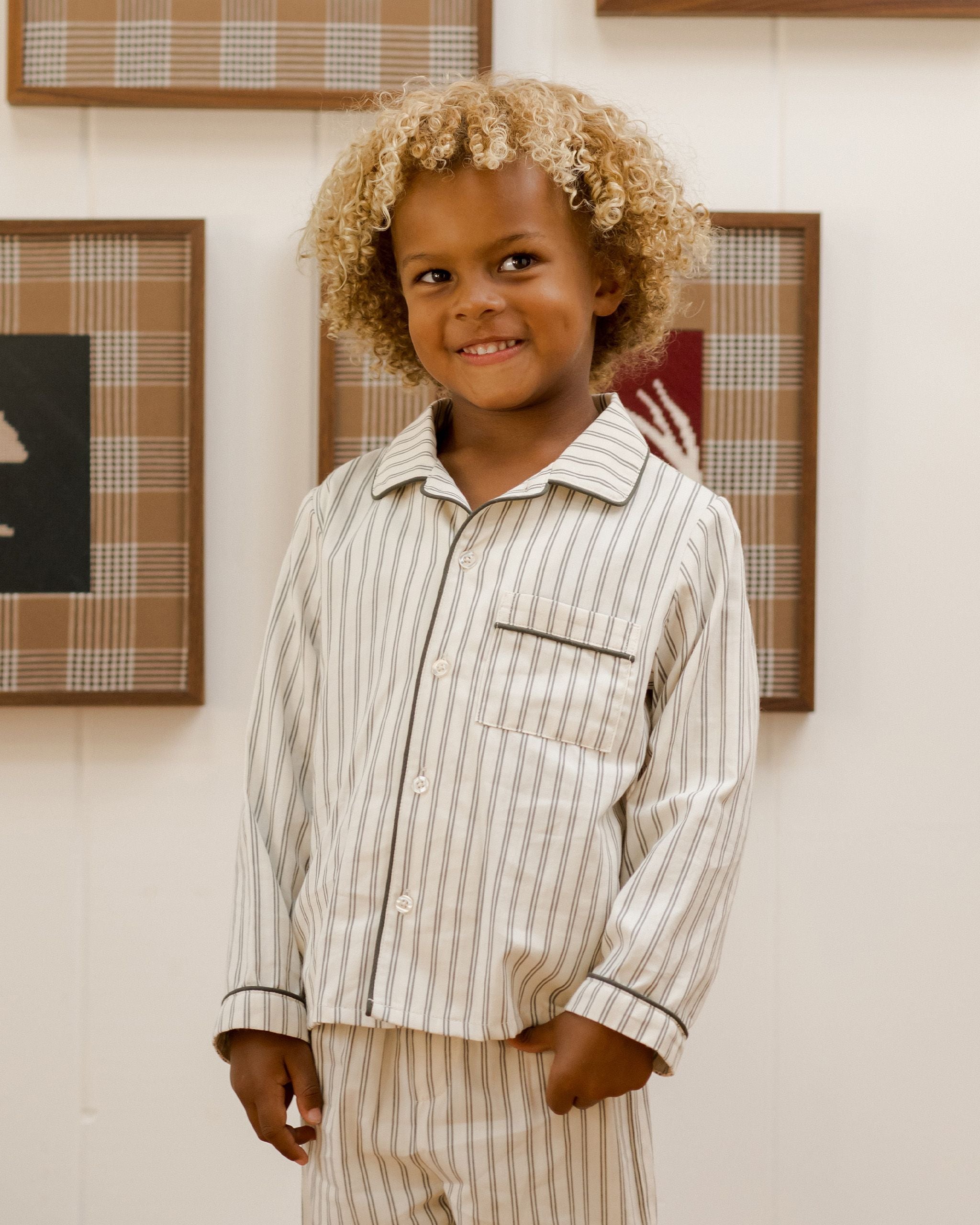 Rylee + Cru Long Sleeve Pajamas - Forest Pinstripe – Hopscotch Kids OR