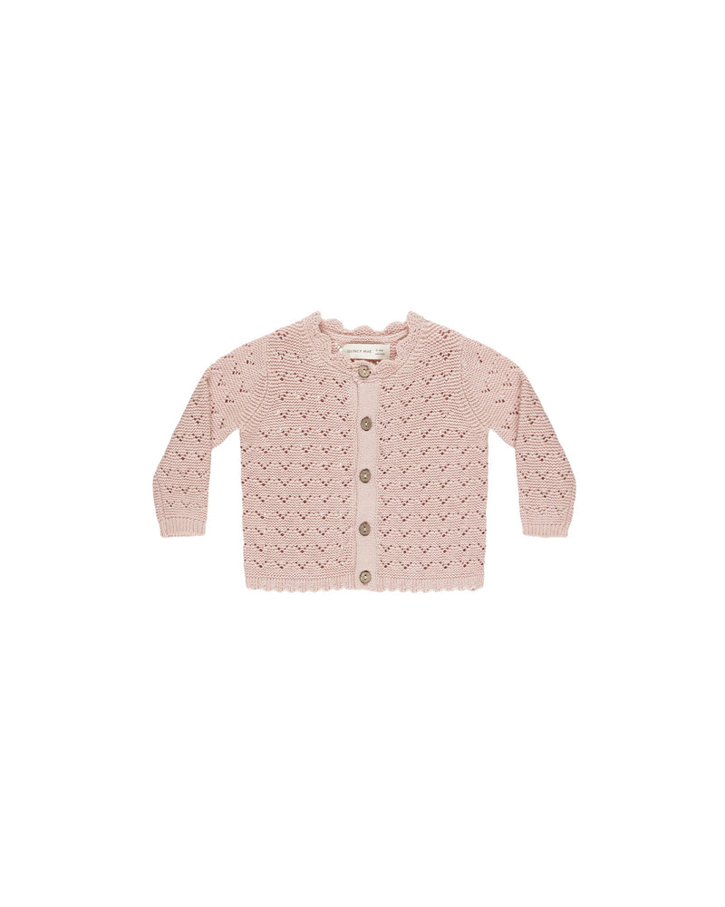 Quincy Mae Scalloped Cardigan - Bubblegum