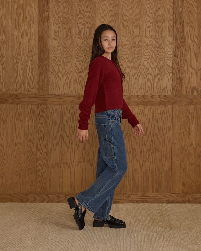 Rylee + Cru Teen Fuzzy Cardigan - Ruby