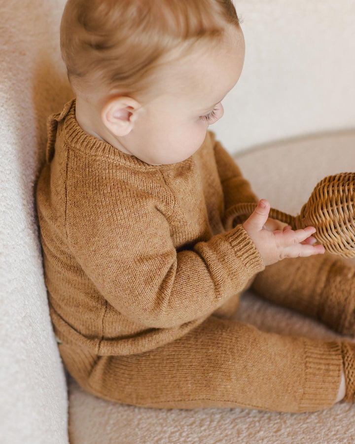 Quincy Mae Knit Sweater + Pants Set - Speckled Golden