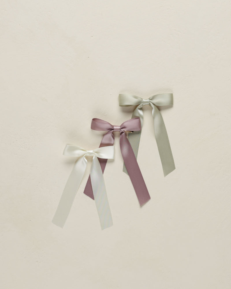 Noralee Satin Ribbon Bow - Ivory, Lavender, Sage