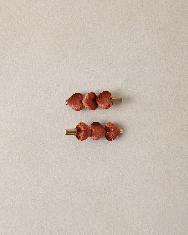 Noralee Velvet Heart Clips  - Red