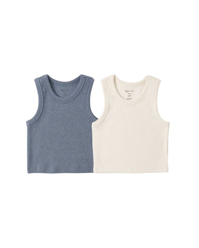 Rylee + Cru Play x Play Ribbed Tank - Natural/Heathered Marine