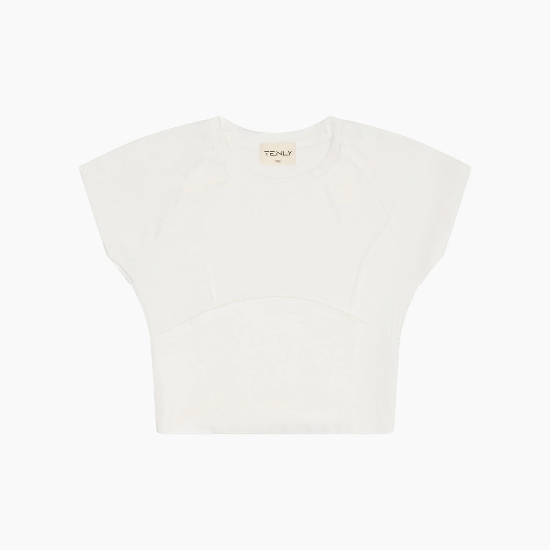 Tenly Ribbed Cap Sleeve Tee - Ecru