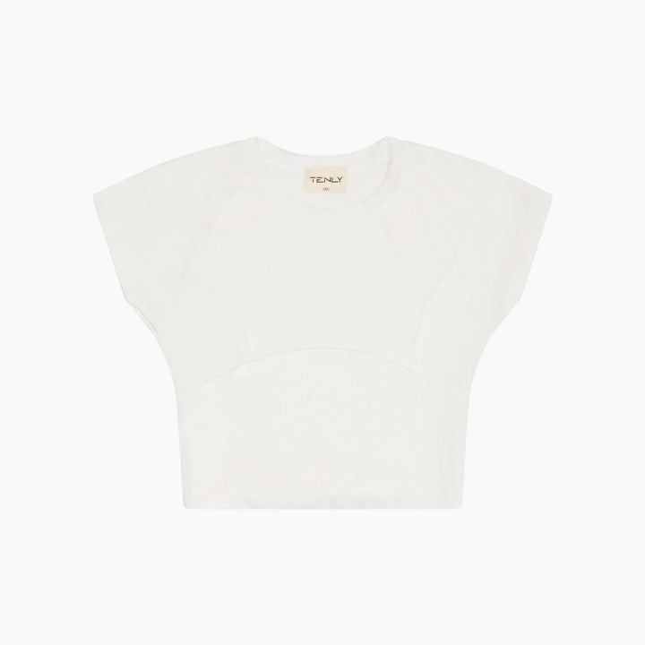 Tenly Ribbed Cap Sleeve Tee - Ecru