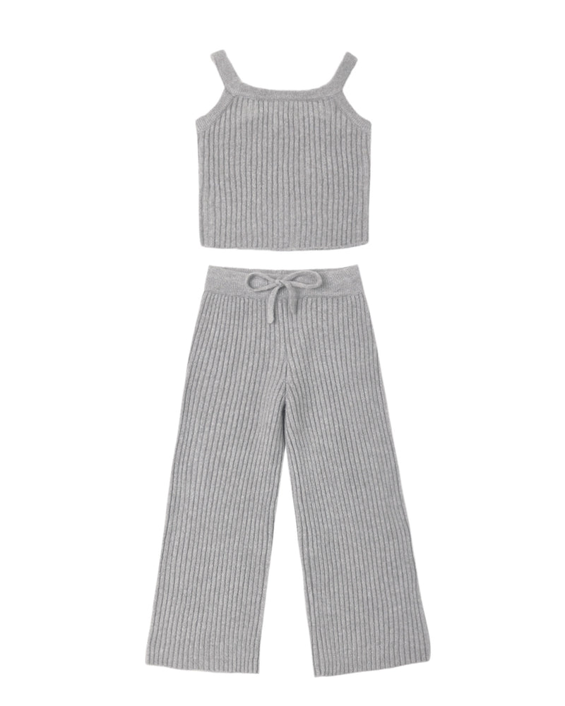 Rylee + Cru Fuzzy Knit Lounge Set - Dusty Blue