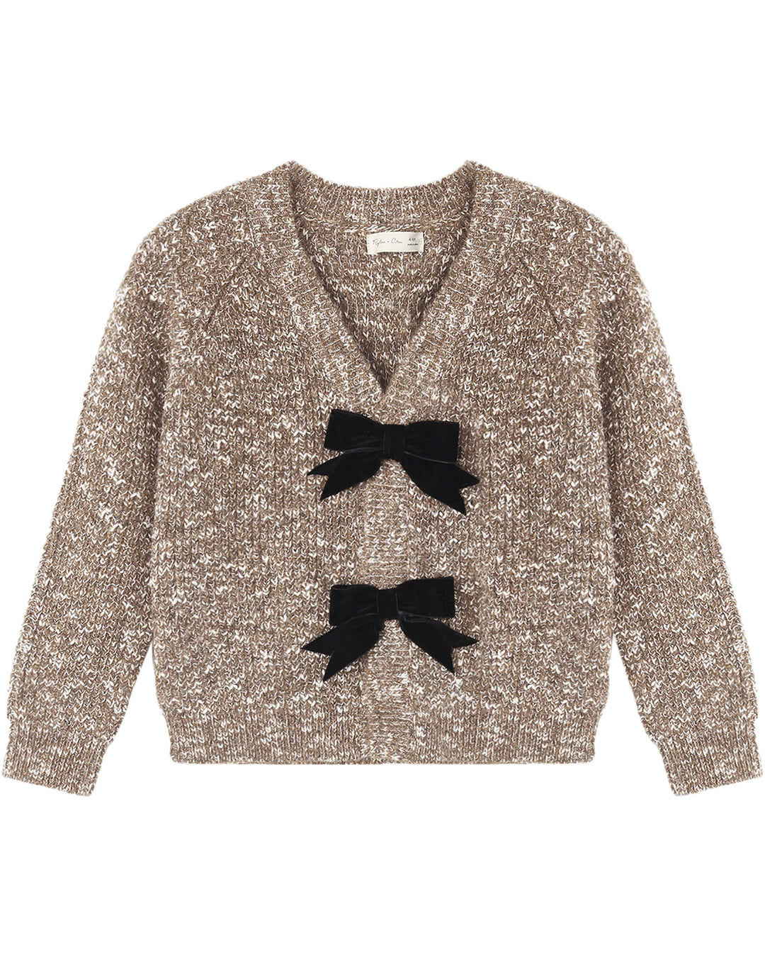 Rylee + Cru Bow Cardigan - Heathered Stone