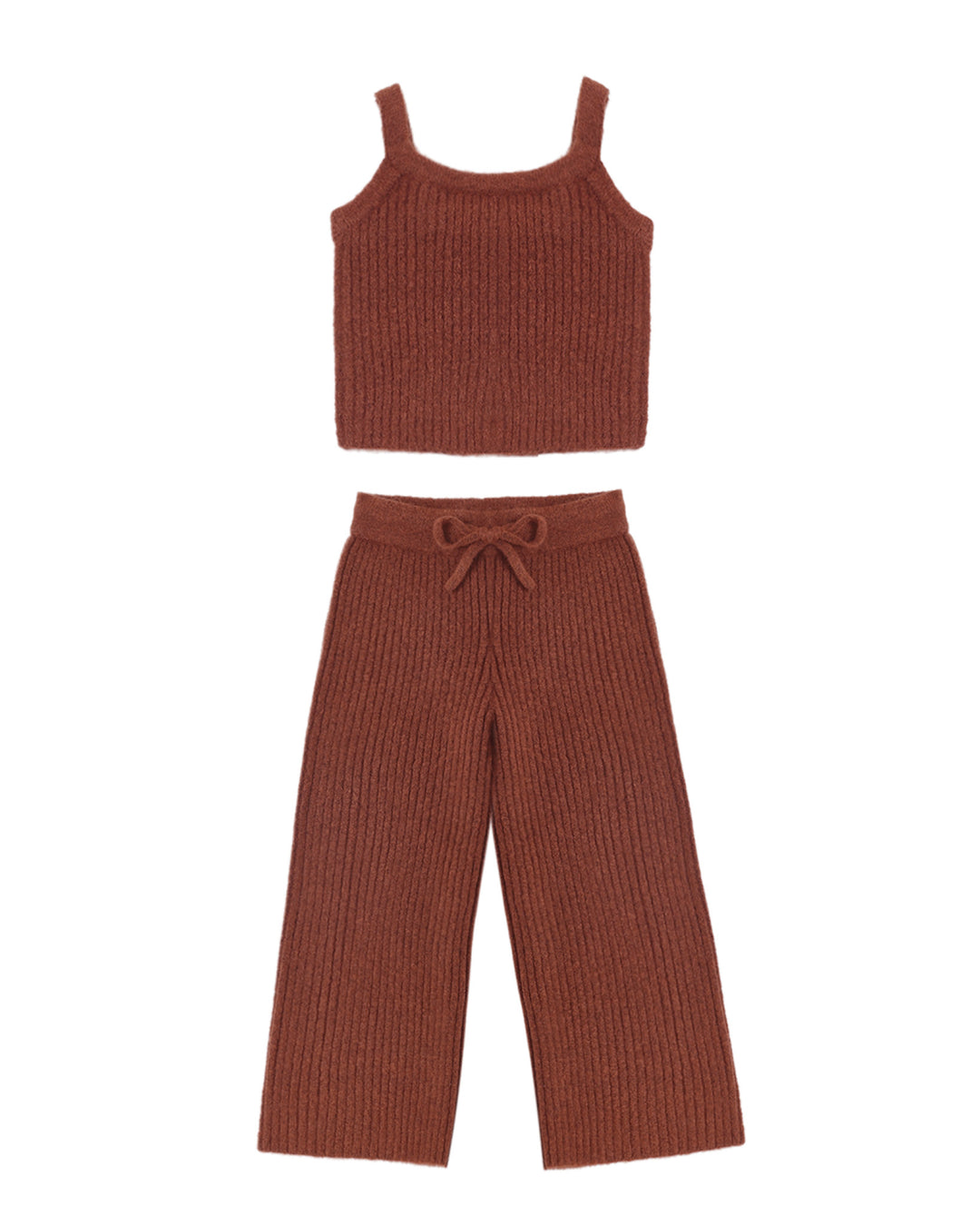 Rylee + Cru Fuzzy Knit Lounge Set - Brick