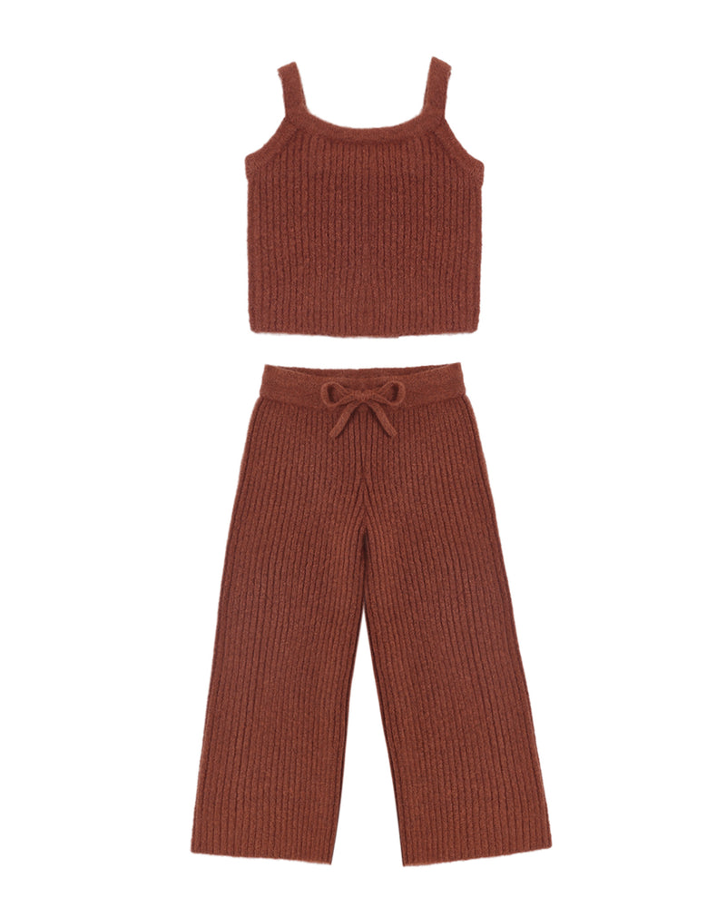 Rylee + Cru Fuzzy Knit Lounge Set - Brick