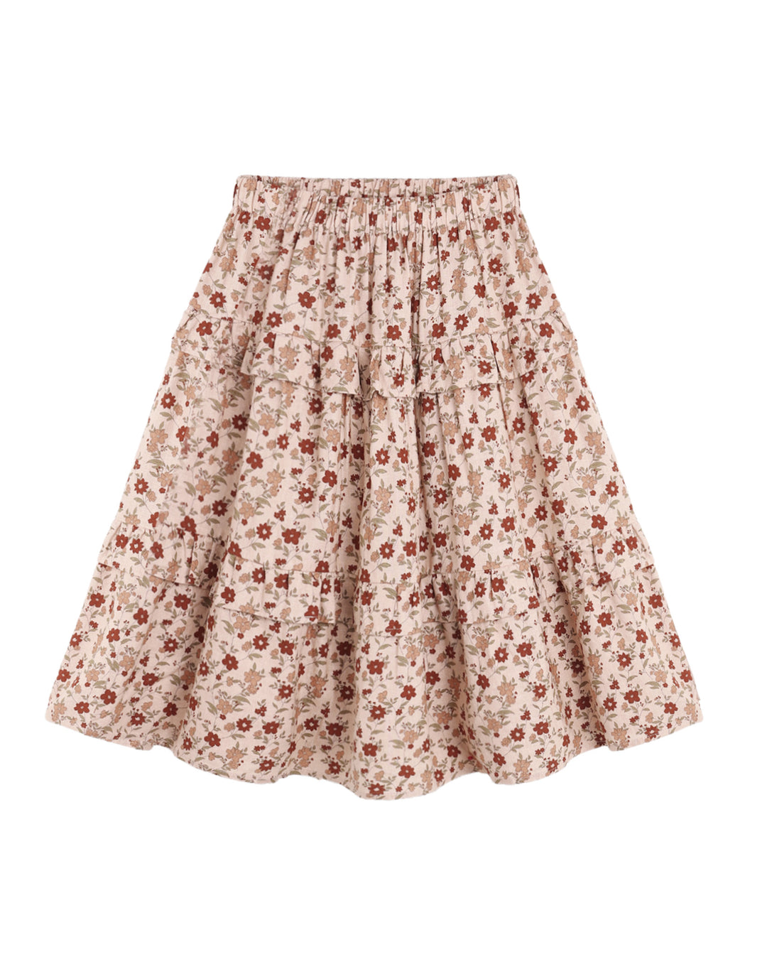 Rylee + Cru Ruffled Midi Skirt - Pink Floral