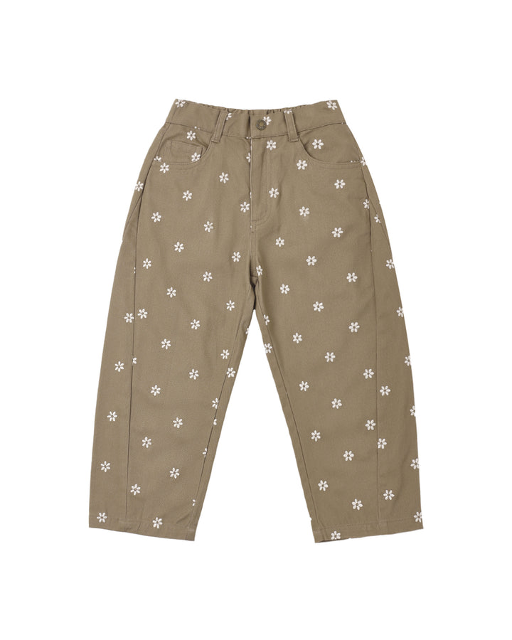 Rylee + Cru Teen Barrel Pant - Embroidered Daisy