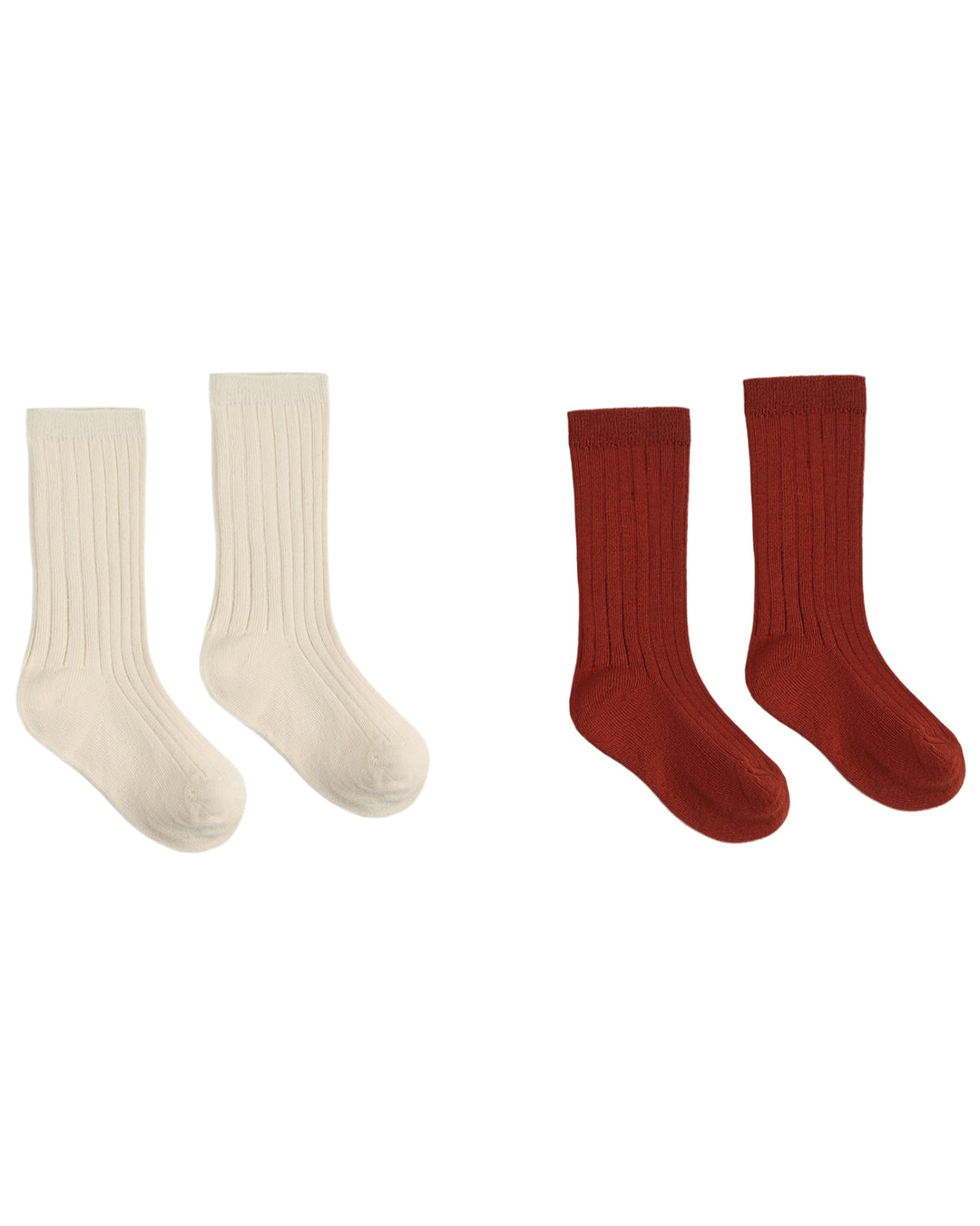Rylee + Cru Ribbed Socks 2-Pack - Brick, Natural