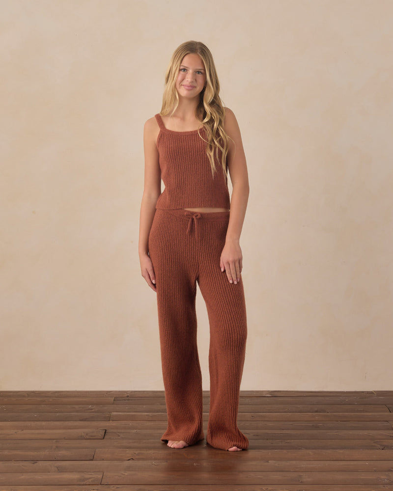 Rylee + Cru Teen Fuzzy Knit Lounge Set - Brick