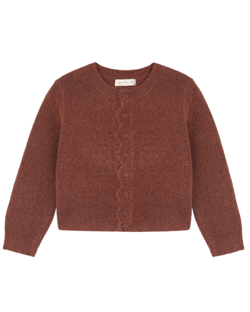 Rylee + Cru Scallop Cardigan - Brick