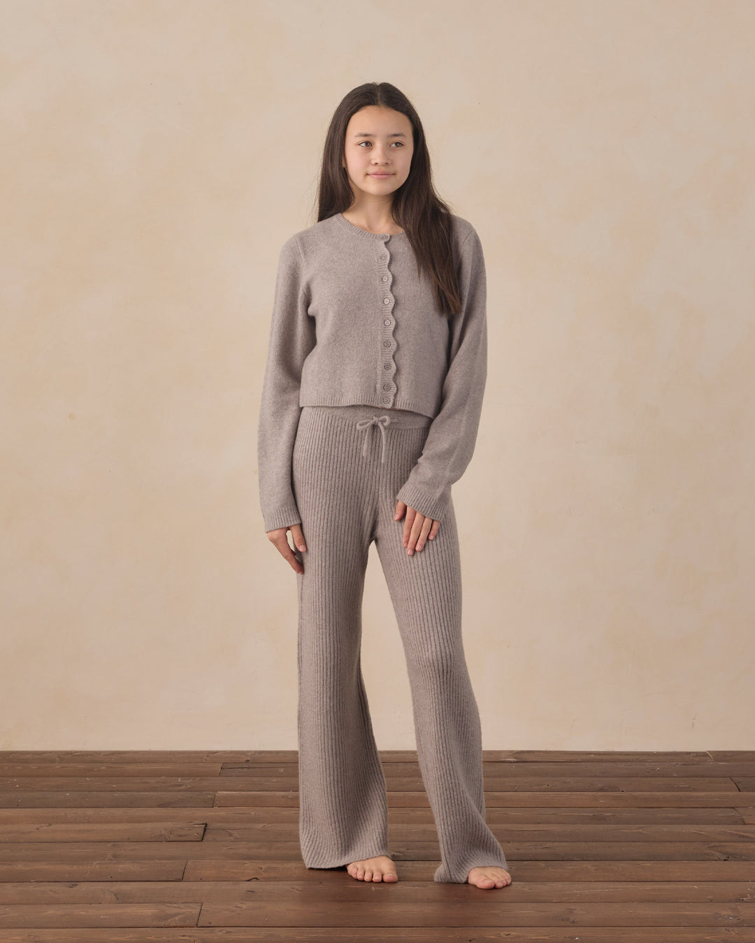 Rylee + Cru Teen Scallop Cardigan - Dusty Blue