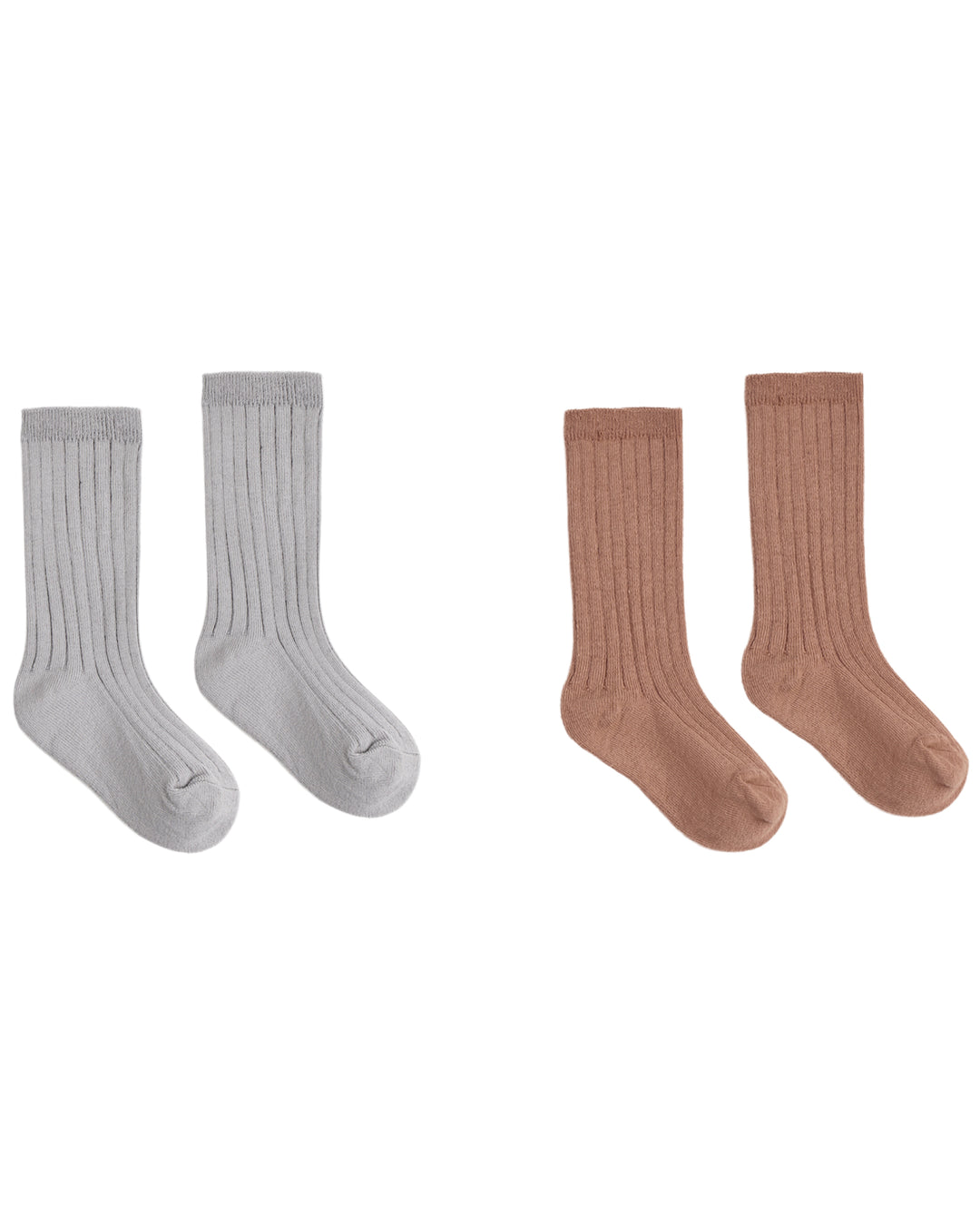 Rylee + Cru Ribbed Socks 2-Pack - Clay, Dusty Blue