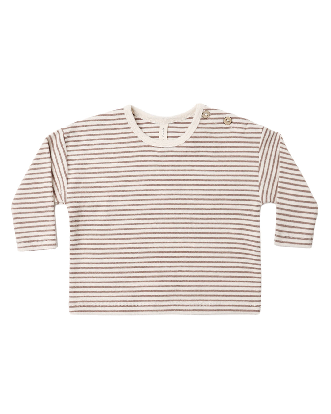 Quincy Mae Long Sleeve Tee - Cocoa Microstripe