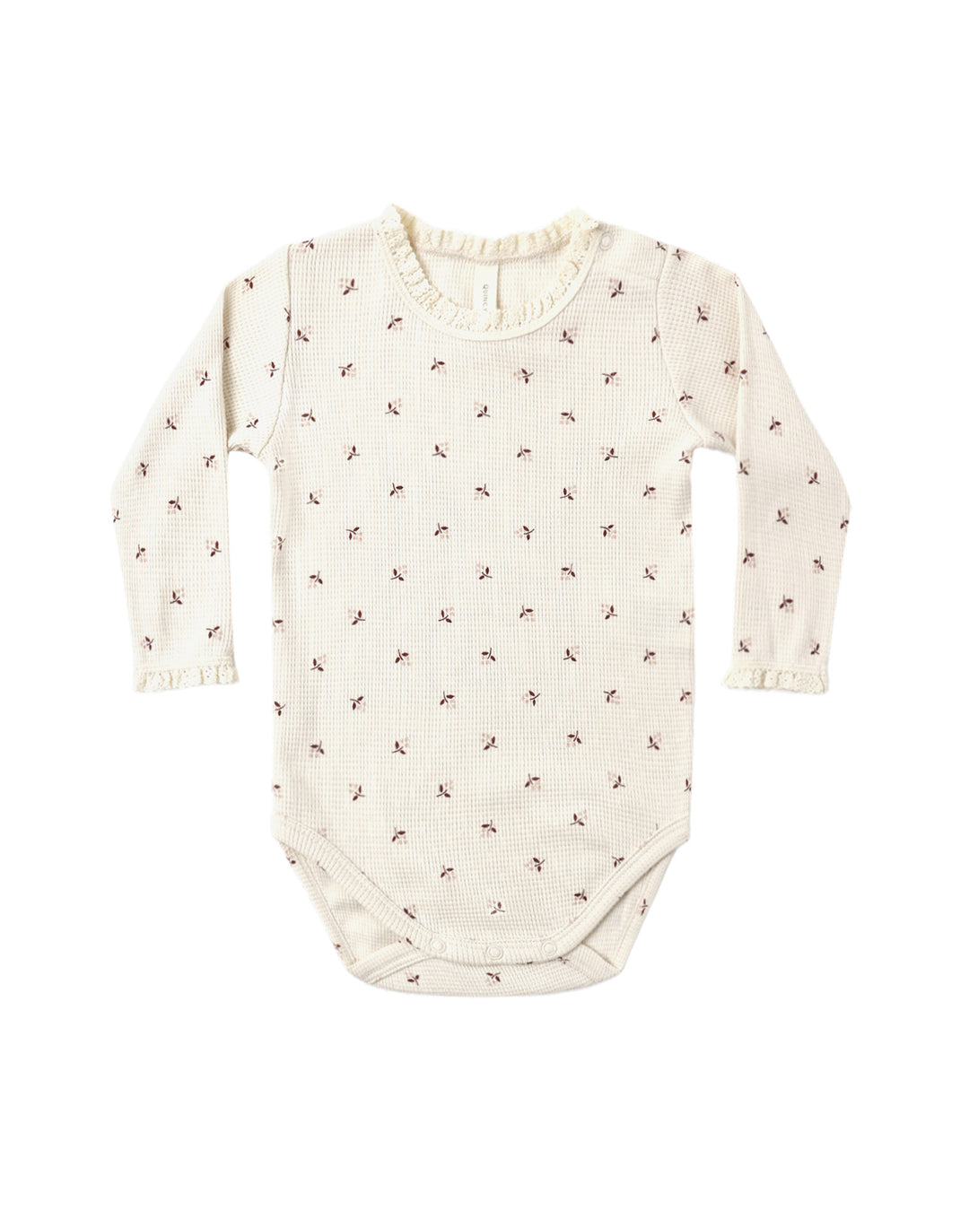 Quincy Mae Waffle Long Sleeve Bodysuit - Fall Ditsy