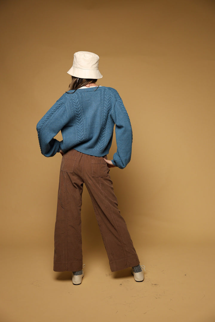 Tenly Corduroy Wide Leg Trouser - Chocolate Lava