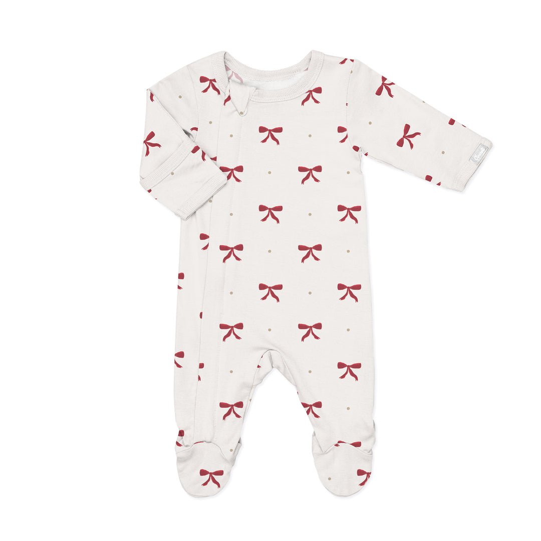 Coccoli Modal Zipper Footie - Bows On Whisper