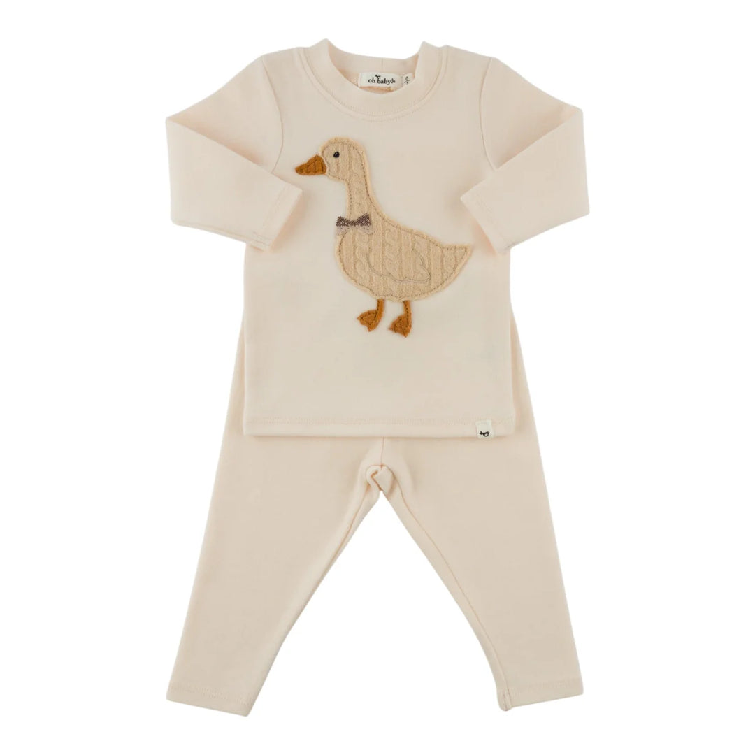 Oh Baby! Bowtie Goose Applique Set - Sugar Cookie