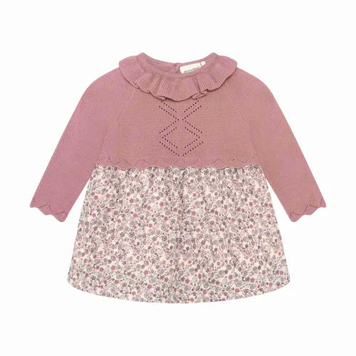 Minymo Long Sleeve Knit Dress - Nostalgia Rose
