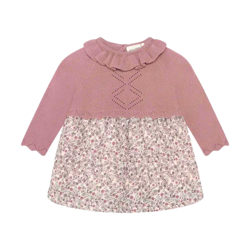 Minymo Long Sleeve Knit Dress - Nostalgia Rose