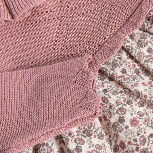 Minymo Long Sleeve Knit Dress - Nostalgia Rose