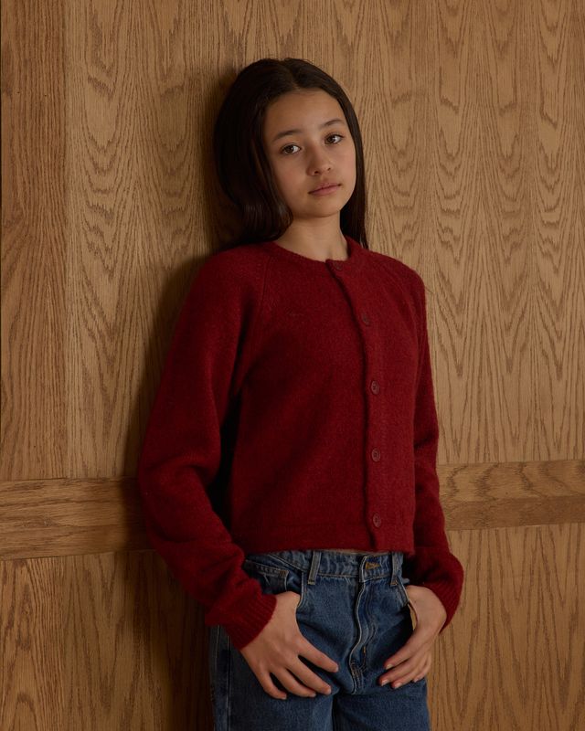 Rylee + Cru Teen Fuzzy Cardigan - Ruby