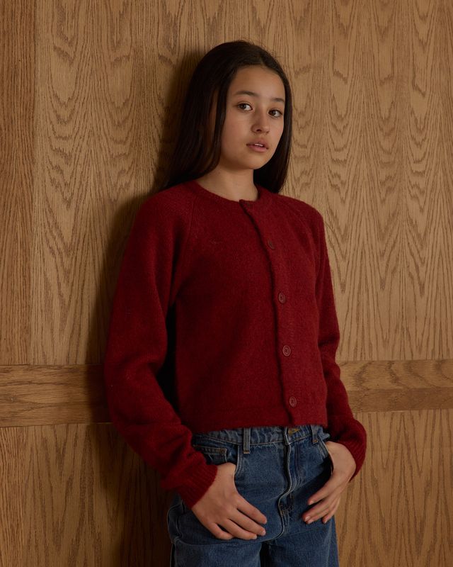 Rylee + Cru Teen Fuzzy Cardigan - Ruby
