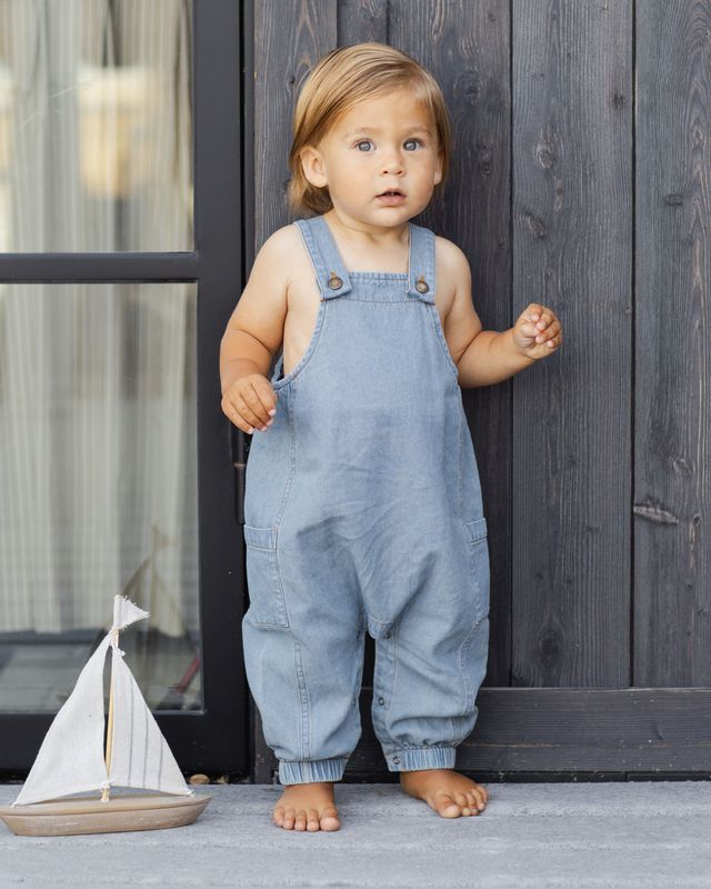 Rylee + Cru Cargo Baby Overall - Washed Blue