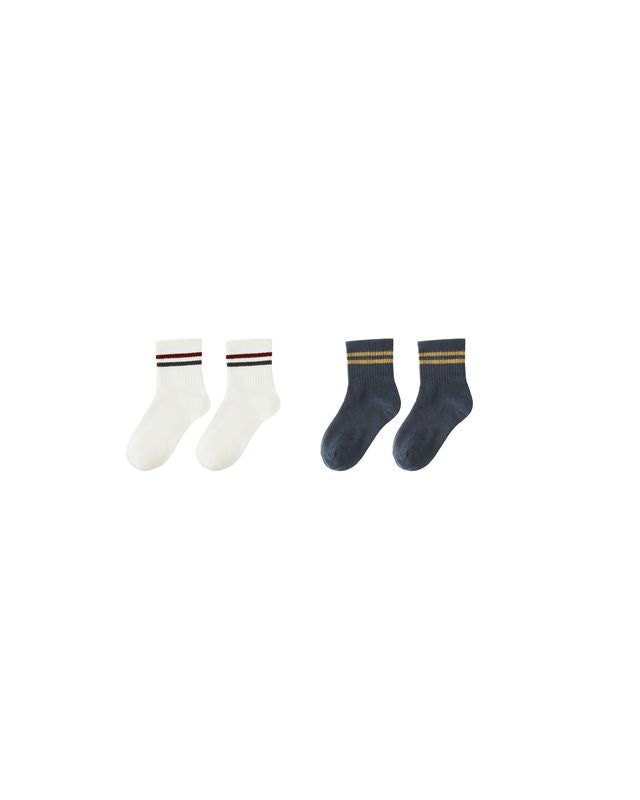 Rylee + Cru Stripe Socks, 2-pack - Ivory, Navy