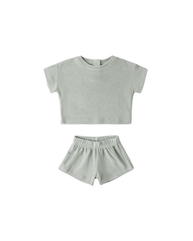 Quincy Mae Terry Tee + Short Set - Sage