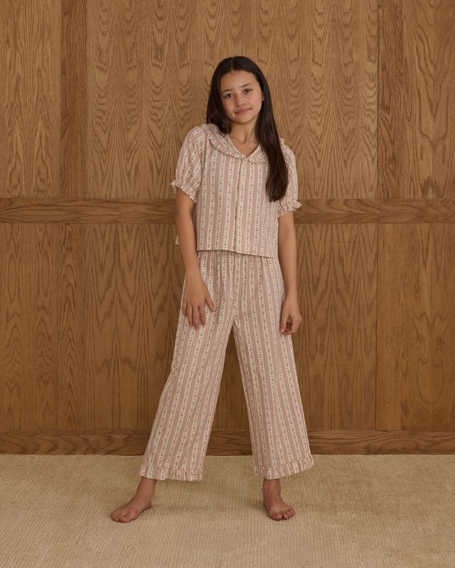 Rylee + Cru Teen Ruffle Pajamas - Candy Cane Stripe