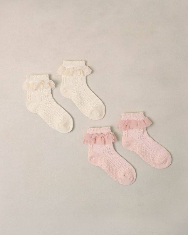 Noralee Ruffle Socks - Ivory Blush