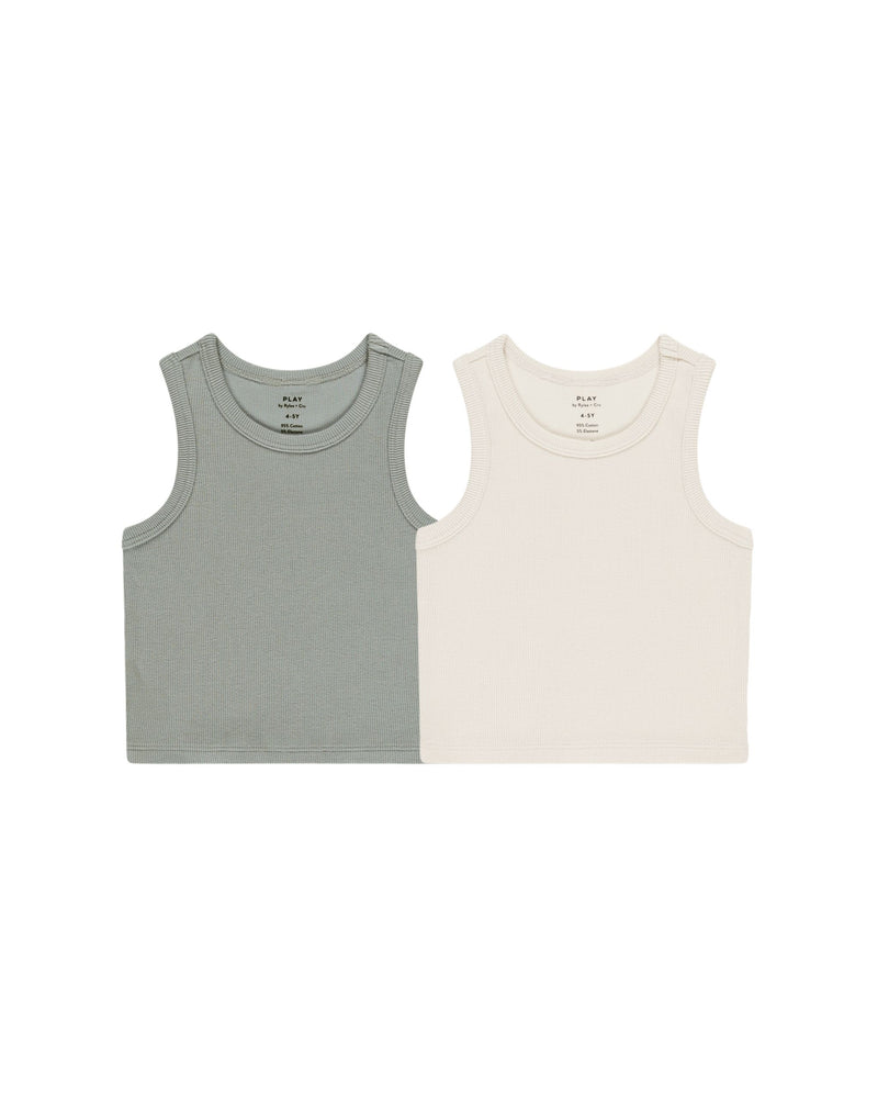 Play x Play Ribbed Tank Top - Natural, Eucalyptus
