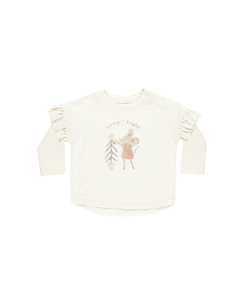 Rylee + Cru Ruffle Long Sleeve Tee - Mouse