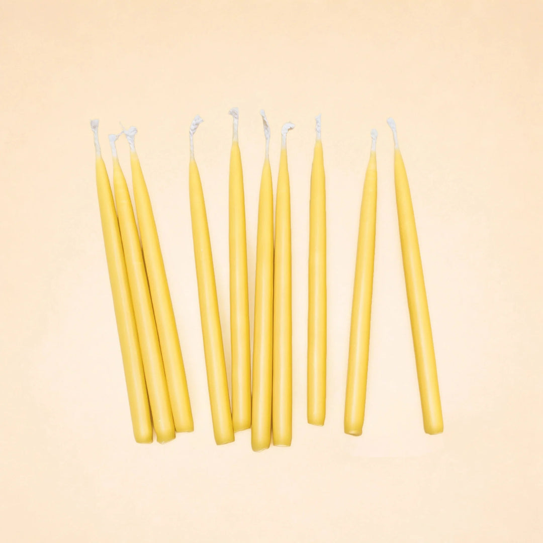 Camp Hollow Yellow Birthday Tapered Candle Set - x10