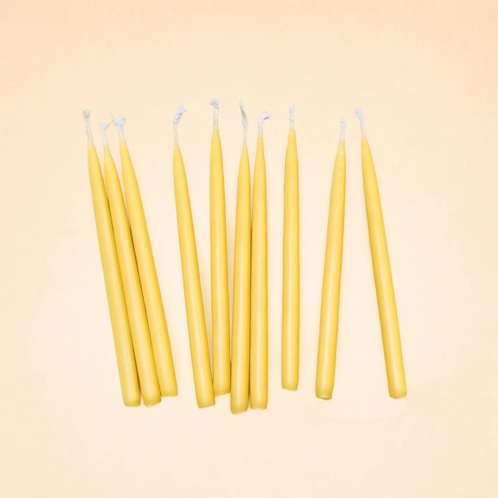 Camp Hollow Yellow Birthday Tapered Candle Set - x10