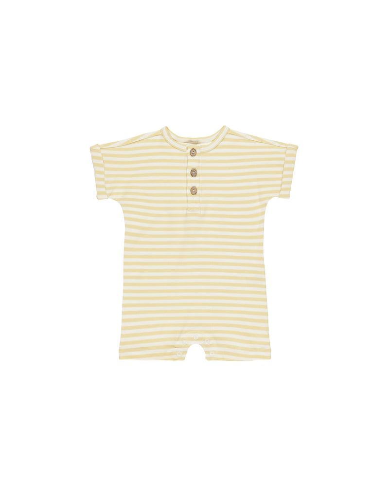 Quincy Mae Short Sleeve One-Piece - Yellow Stripe