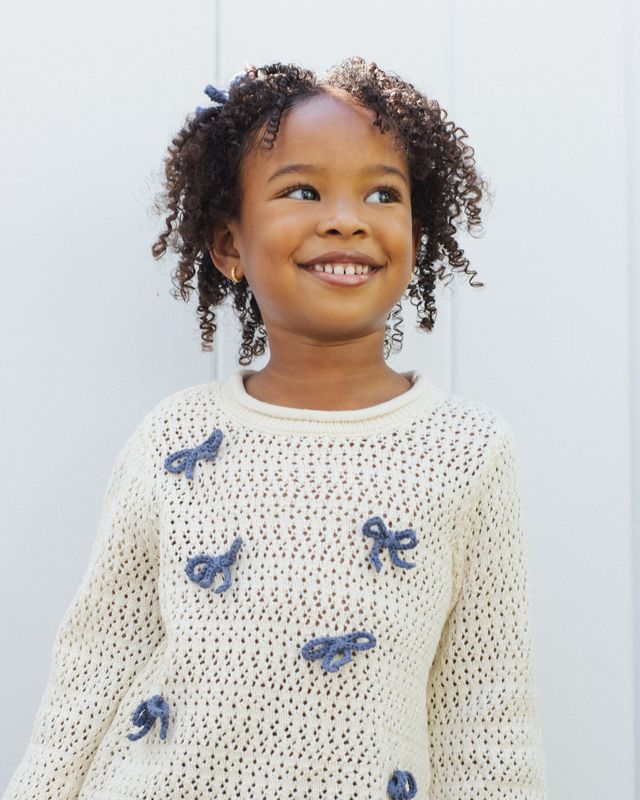 Rylee + Cru Crochet Knit Pullover - Bows