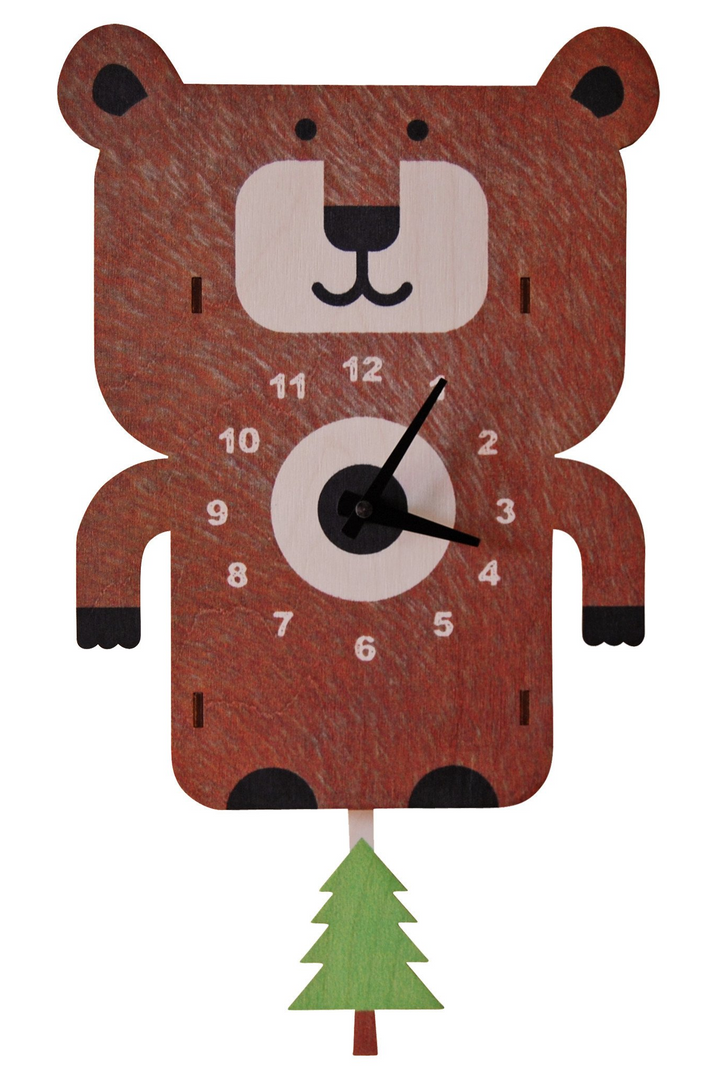 Popclox Bear Pendulum Clock - Wood