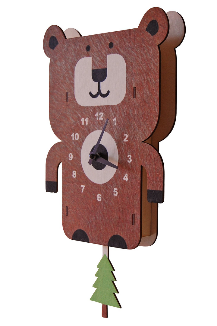 Popclox Bear Pendulum Clock - Wood